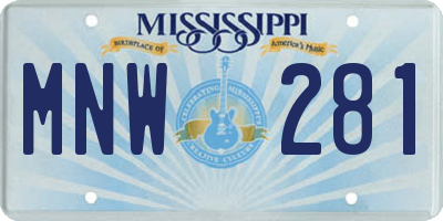 MS license plate MNW281