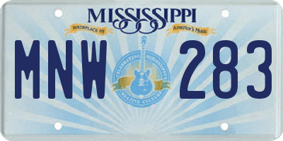 MS license plate MNW283