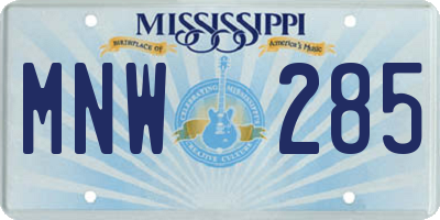 MS license plate MNW285