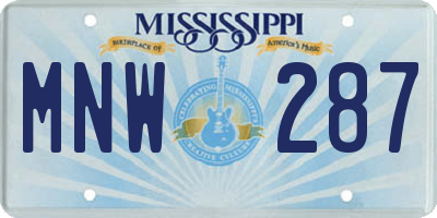 MS license plate MNW287