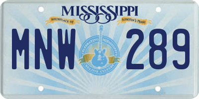 MS license plate MNW289