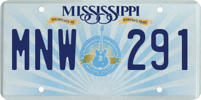MS license plate MNW291