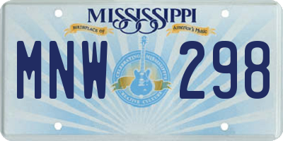 MS license plate MNW298