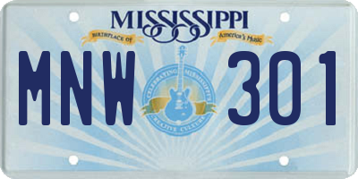 MS license plate MNW301