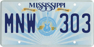 MS license plate MNW303