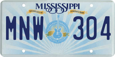 MS license plate MNW304