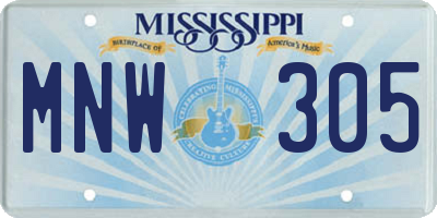 MS license plate MNW305