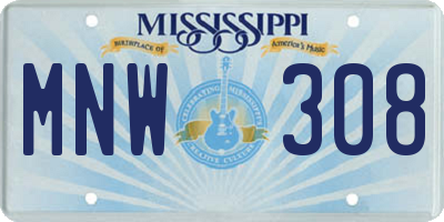 MS license plate MNW308