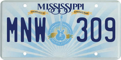 MS license plate MNW309
