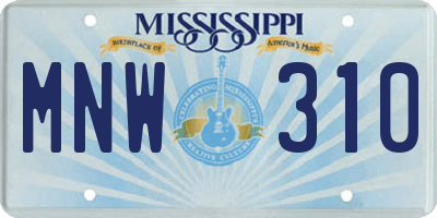 MS license plate MNW310