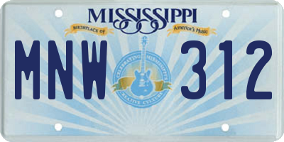 MS license plate MNW312