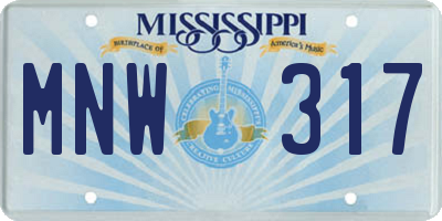 MS license plate MNW317