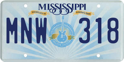 MS license plate MNW318