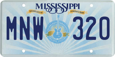 MS license plate MNW320
