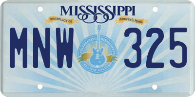 MS license plate MNW325