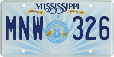 MS license plate MNW326