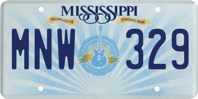 MS license plate MNW329