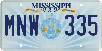 MS license plate MNW335