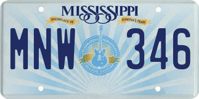 MS license plate MNW346