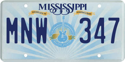 MS license plate MNW347