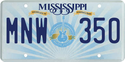MS license plate MNW350