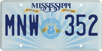 MS license plate MNW352