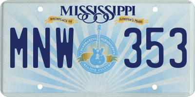 MS license plate MNW353