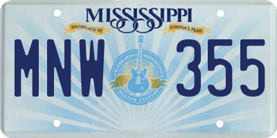 MS license plate MNW355