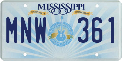 MS license plate MNW361