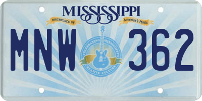 MS license plate MNW362