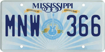 MS license plate MNW366
