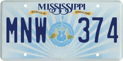 MS license plate MNW374