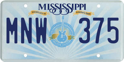 MS license plate MNW375