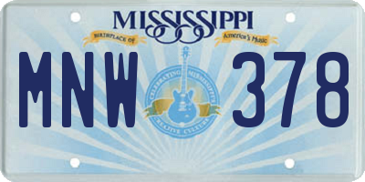 MS license plate MNW378