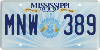 MS license plate MNW389