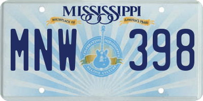 MS license plate MNW398