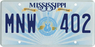 MS license plate MNW402