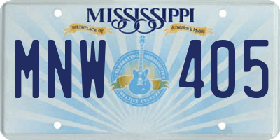MS license plate MNW405