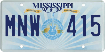 MS license plate MNW415