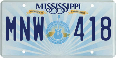 MS license plate MNW418