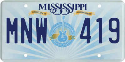 MS license plate MNW419