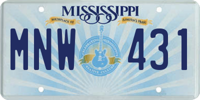 MS license plate MNW431
