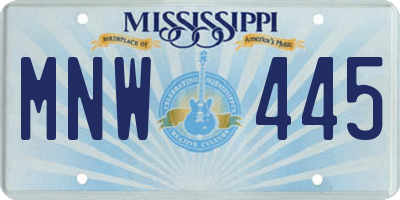 MS license plate MNW445