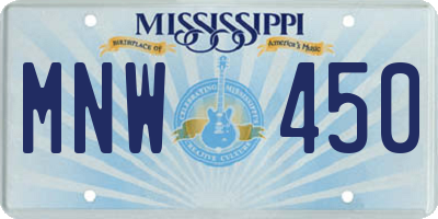 MS license plate MNW450