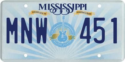 MS license plate MNW451