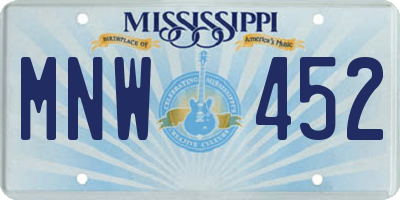MS license plate MNW452