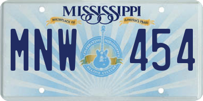 MS license plate MNW454