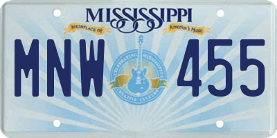 MS license plate MNW455