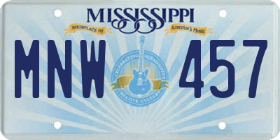 MS license plate MNW457