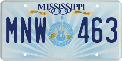 MS license plate MNW463